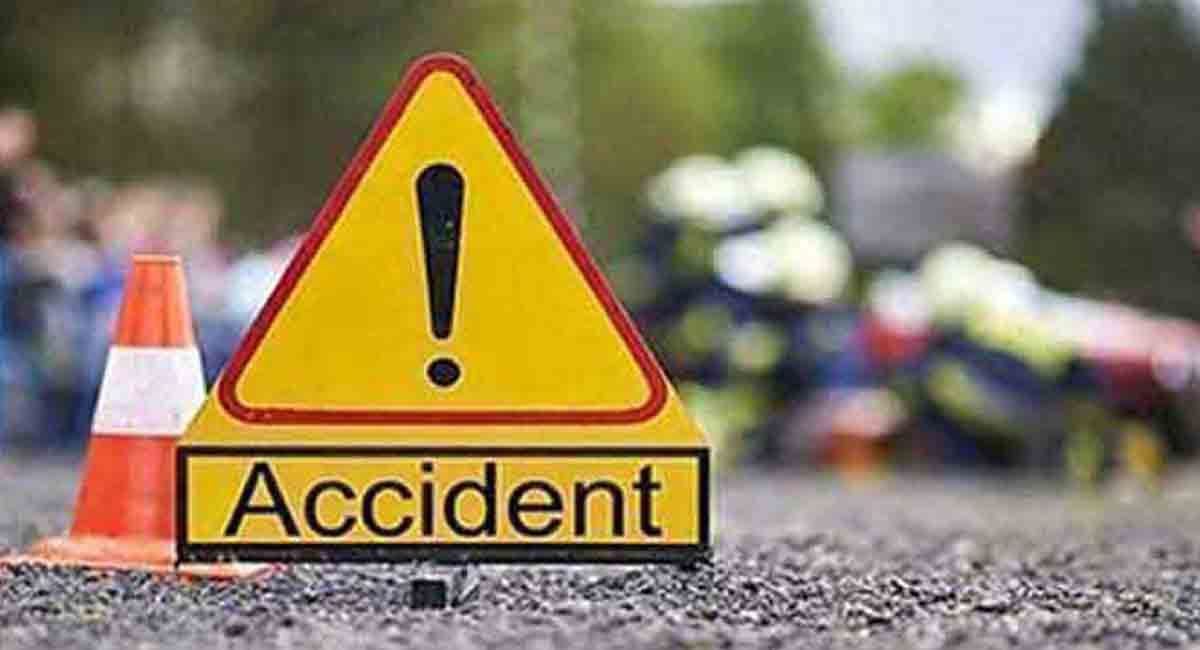 RTC bus, motorcycle catch fire after collision in Suryapet district, One dead
