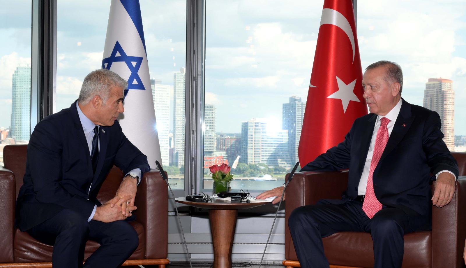 Israeli PM Yair Lapid meets Turkish president Recep Tayyip Erdogan