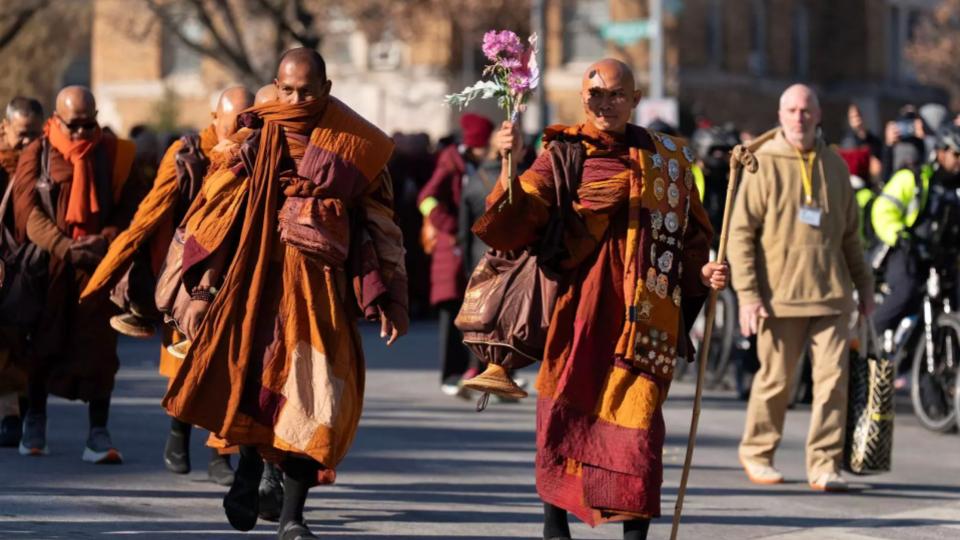 Buddhist Monks Arrive In Washington After 2,300-Mile Journey 