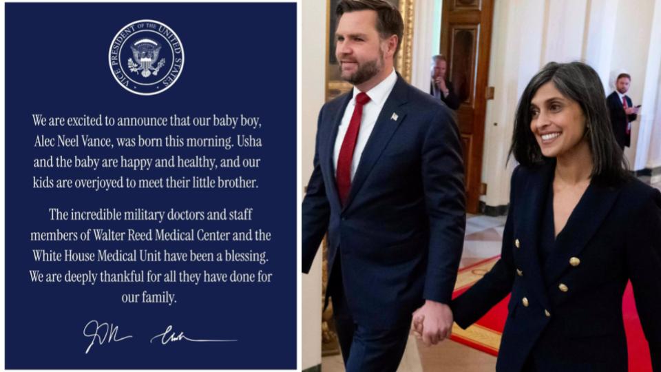 US Vice President JD Vance, Wife Usha Welcome Fourth Child Alec Neel Vance