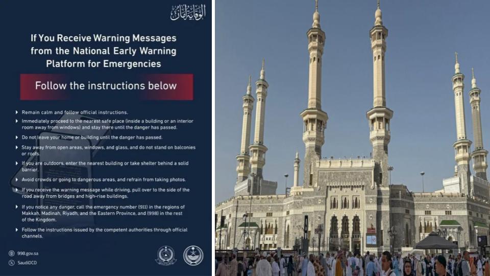 Saudi civil defence issues brief alerts over attack threats in Makkah and Jeddah