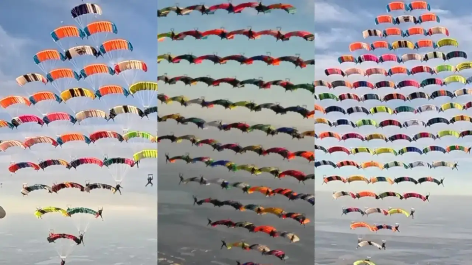 104 skydivers from 20 countries set a new world record in Florida