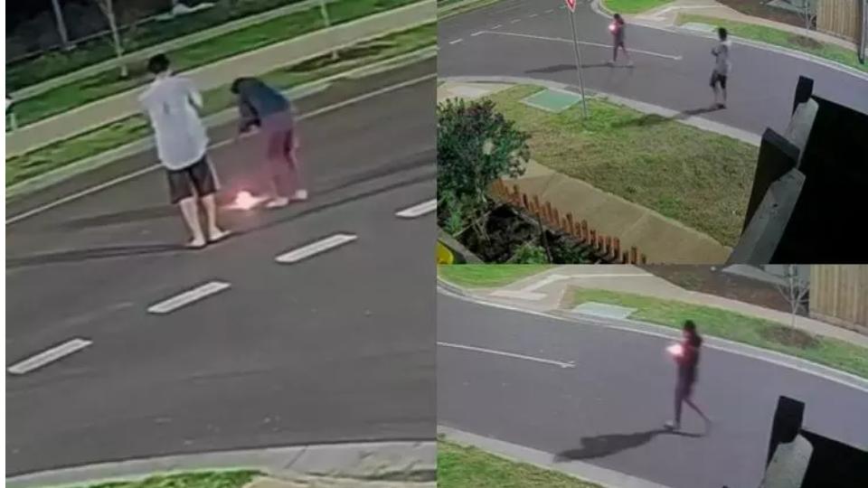 Indian Woman Places Lamp on Melbourne Street 