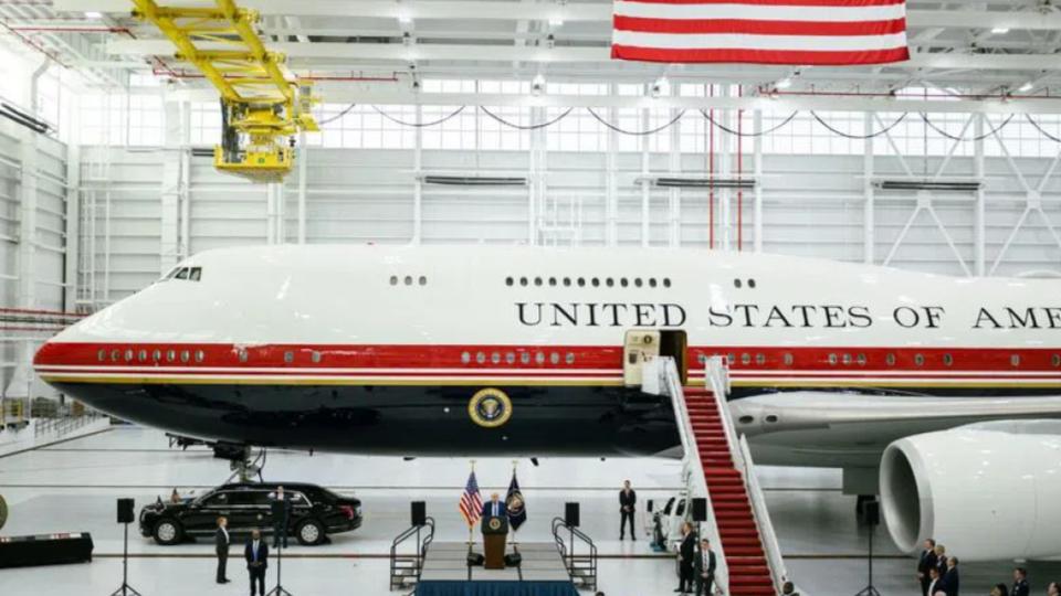 Donald Trump hails inaugural flight of new Air Force One