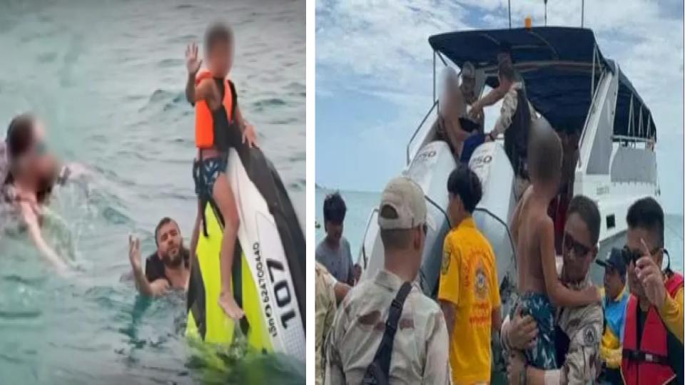 French Family Rescued Safe From Thai Island after 16 hours floating at sea