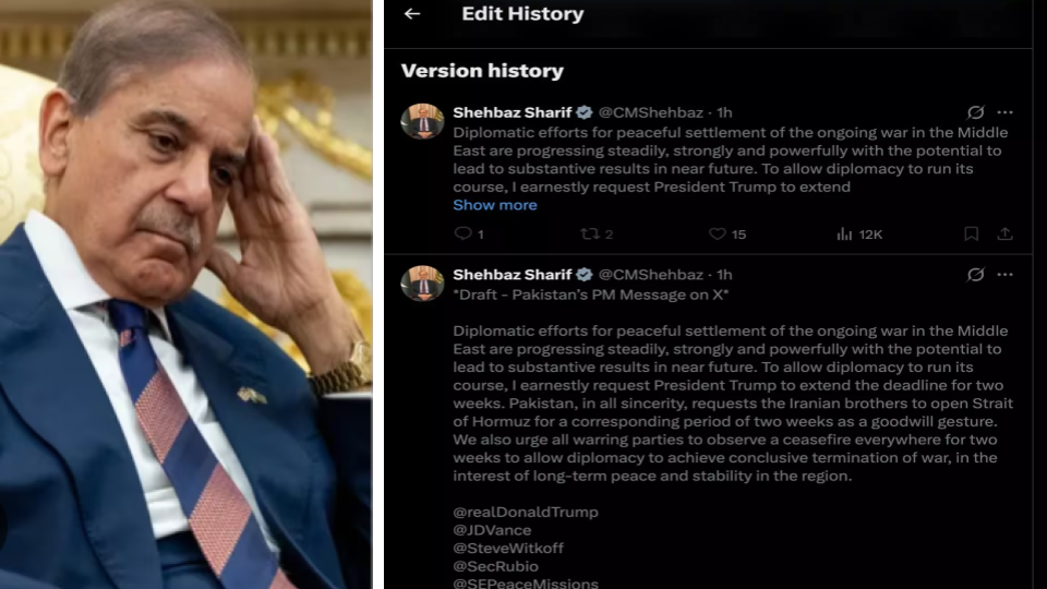 Pakistan PM Shehbaz Sharif’s Draft Iran Ceasefire Post on X Goes Viral