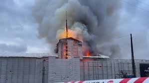  Fire Destroys Copenhagen’s Old Stock Exchange Building in Denmark
