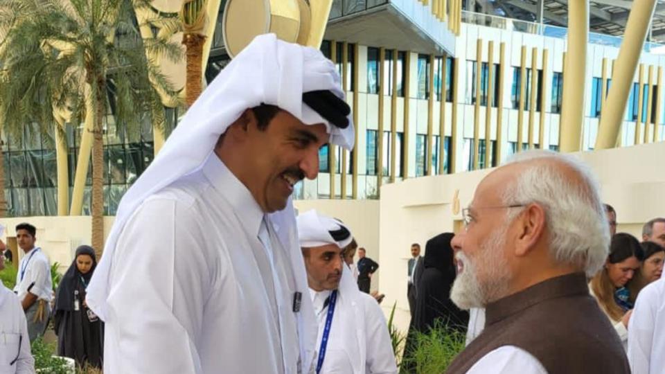 PM Narendra Modi meets Qatar’s ruler and discusses well-being of Indian community
