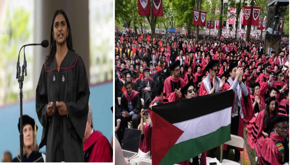 Student slams Harvard in graduation speech for barring pro-Palestine classmates
