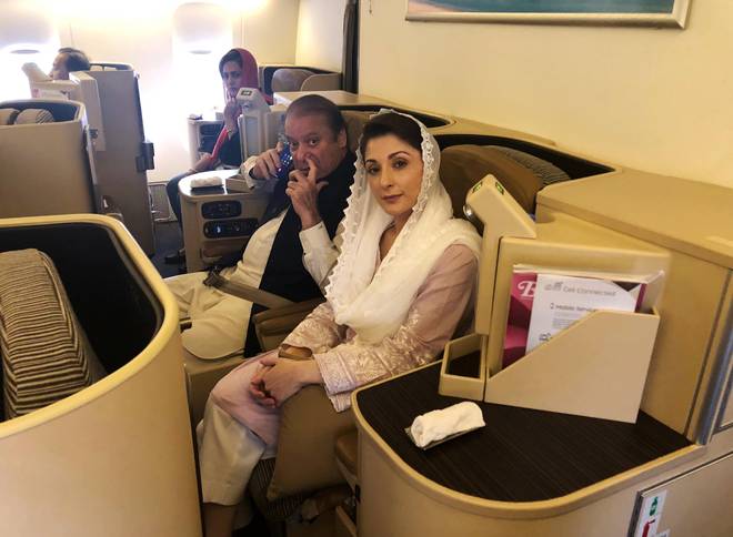 nawazsharifhisdaughtermaryamnawazarrestedonreturntopakistan