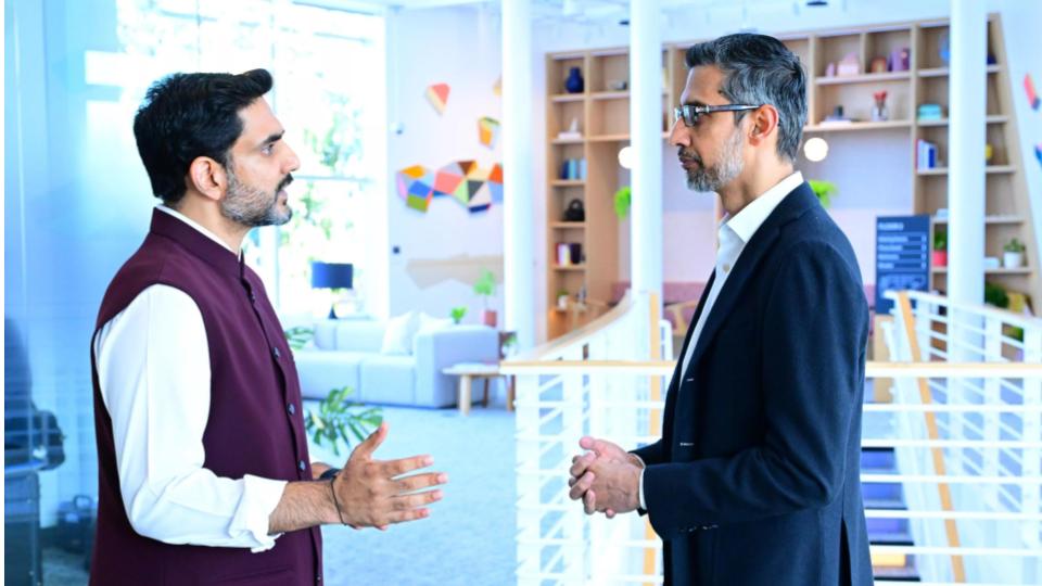 Lokesh meets Google CEO Sundar Pichai in San Francisco