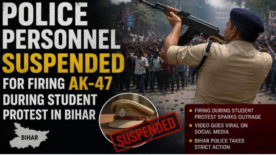 Police Personnel Suspended for Firing AK-47 During Student Protest in Bihar