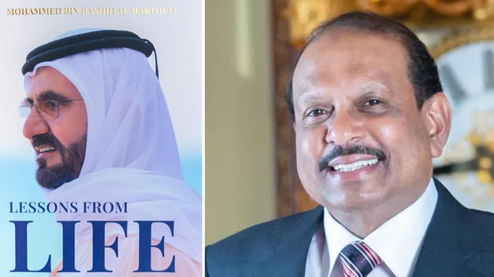 Lulu Group Md Yusuff Al receives a signed copy of a book from Dubai’s ruler