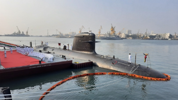 indiannavytocommissionindigenouslybuiltscorpeneclasssubmarineinsvelainmumbai