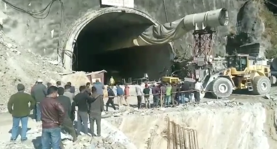reliefandrescueoperationforworkerstrappedinunderconstructionsilkyaratunnelisunderway