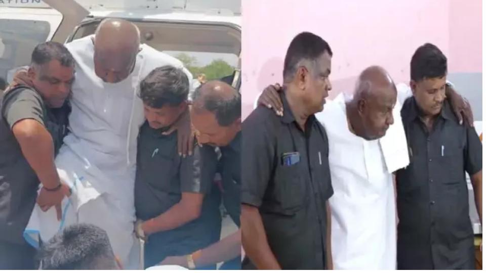 expmdevegowdaarrivesinchoppertocastvoteinkarnataka