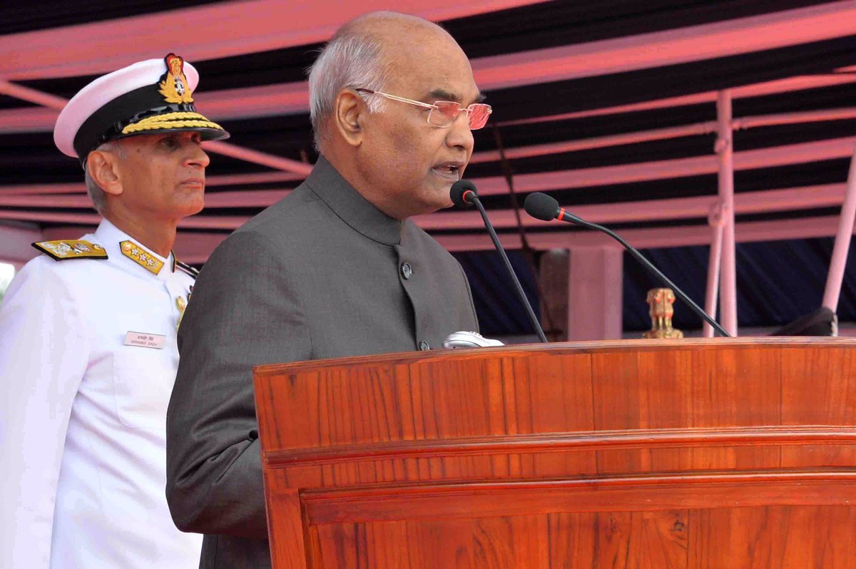 presidentramnathkovindtopresentpresidentialcolourstosubmarinearmofnavy
