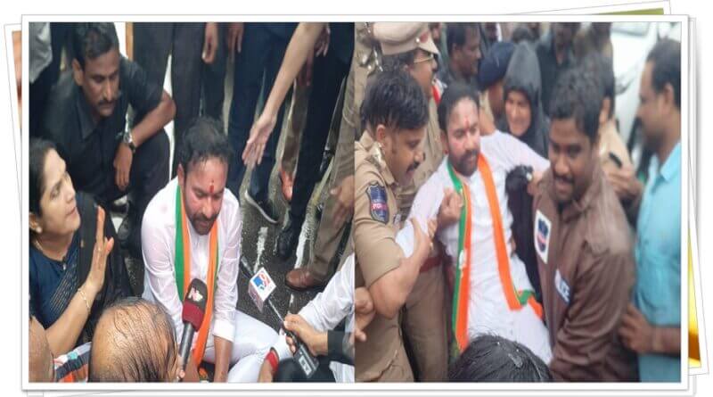 telanganabjpchiefgkishanreddydetainedbyhyderabadpolice