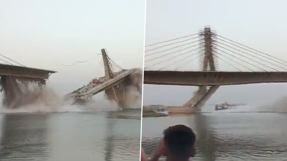 Portion of Under Construction Bridge over Ganga River collapses in Bihar