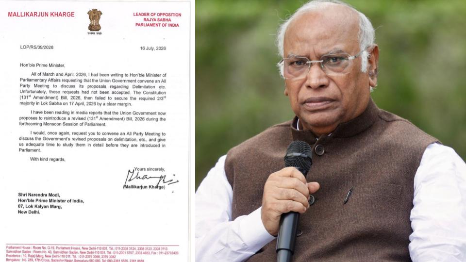 Kharge Urges PM Modi to Hold All-Party Meet on Delimitation Bill
