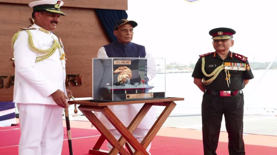 Rajnath Singh Inspects INS Taragiri In Visakhapatnam