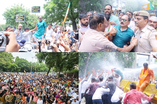 bjpdelhiprotestsagainstdelhigovtmcdataamaadmiparty’sheadofficeinnewdelhi