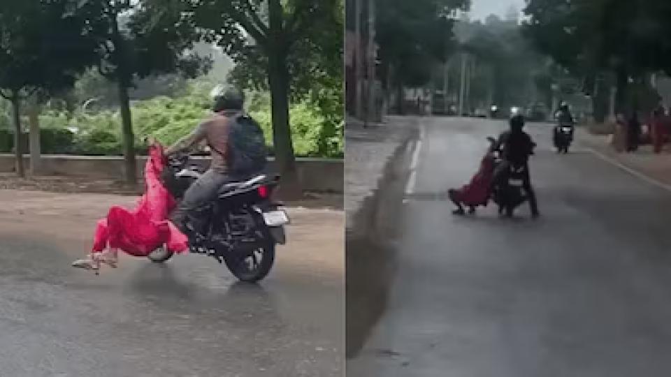 Video of Man Drags Woman Clinging To His Bike in Bihar