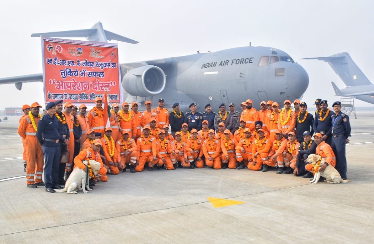 ndrfreturnstoindiaaftercompletingrescueoperationinearthquakehitturkiyeunderoperationdost