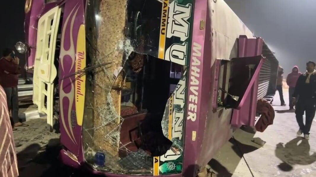 35 children injured as school bus hits divider, overturns in Jammu