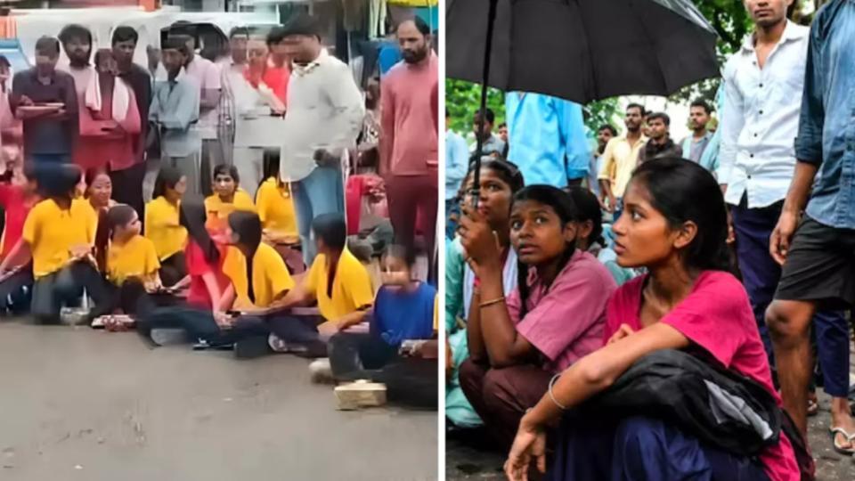 Students Protest Over Teacher Shortage, Bad Roads in UP