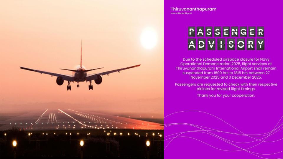 Thiruvananthapuram Airport issues passenger advisory 