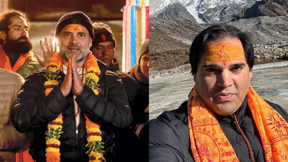 congressleaderrahulgandhimeetsvarungandhiatkedarnath