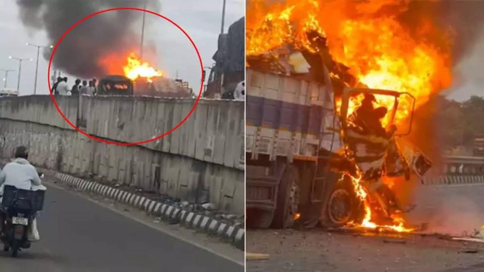 Four people Burnt Alive in Palnadu Road Mishap