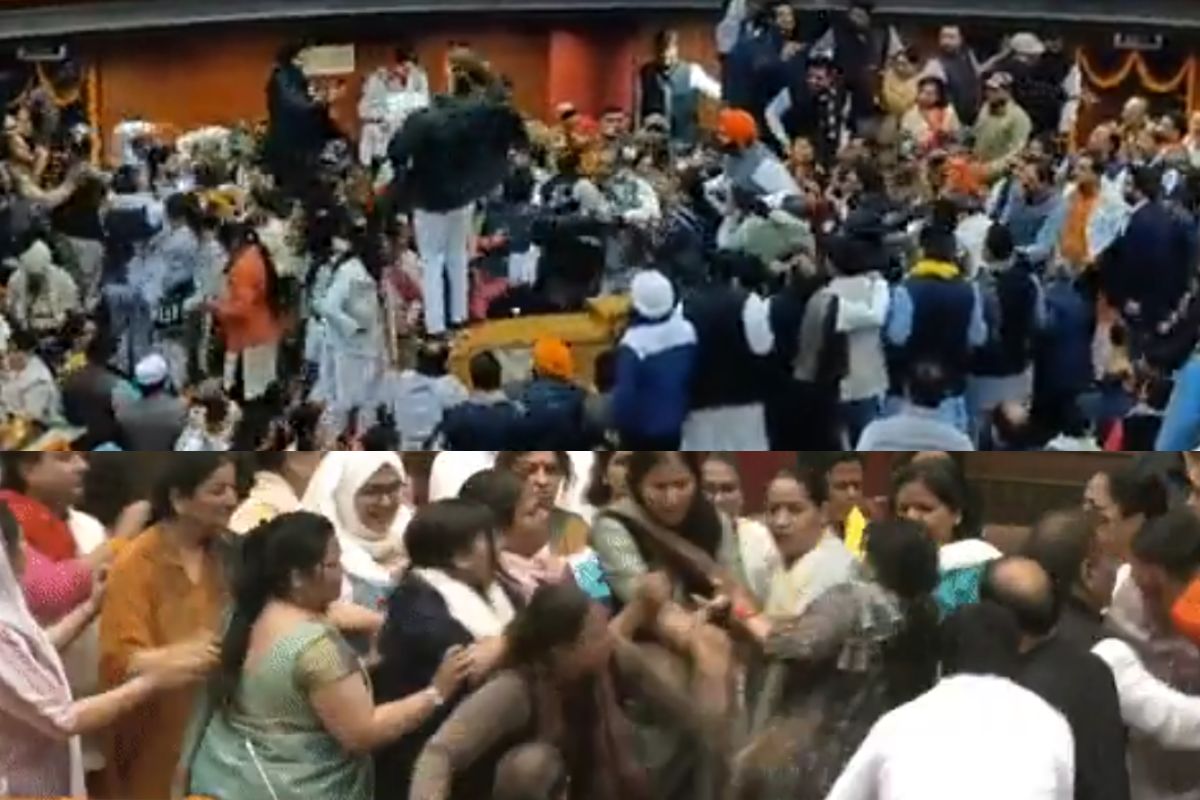 clashatmcdhouse:aapbjpcouncillorsthrowboxesexchangeblows