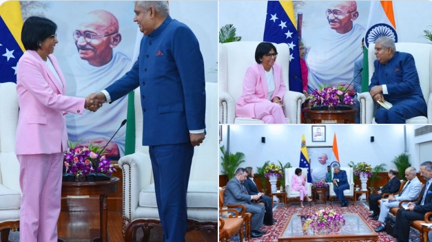 venezuelaexecutivevpdelcyrodríguezmeetsvicepresidentjagdeepdhankhar