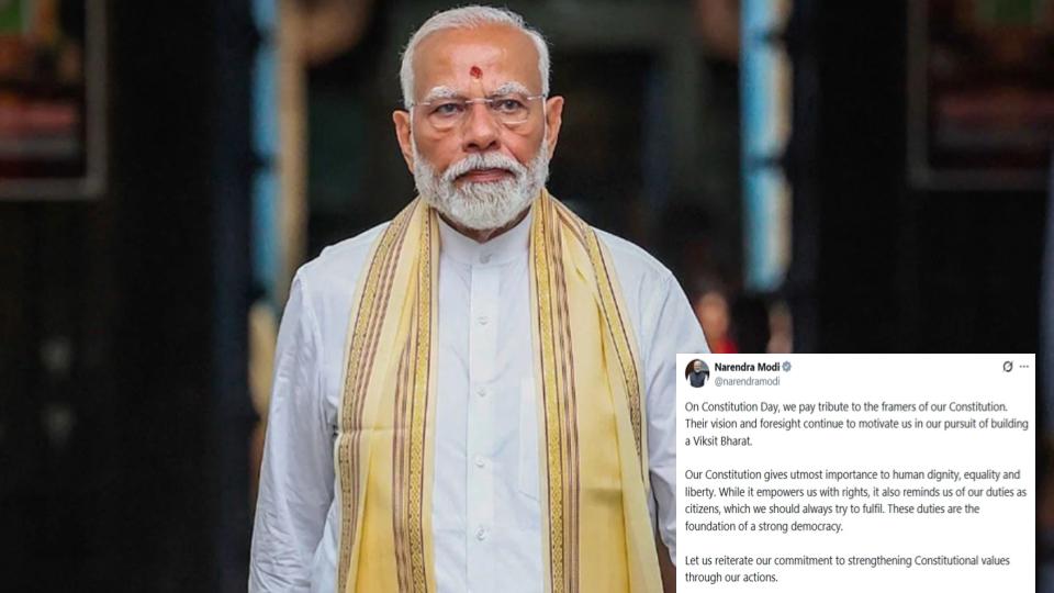 PM Modi Pays Tribute To Framers Of Constitution On Constitution Day