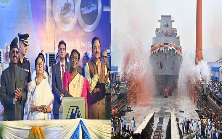 presidentmurmulaunchescountrysstealthwarship‘insvindhyagiri’inkolkata