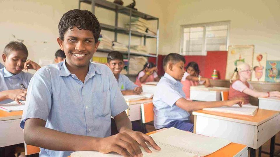 ninevisuallyimpairedstudentsofblindschoolclearclass10examinodisha