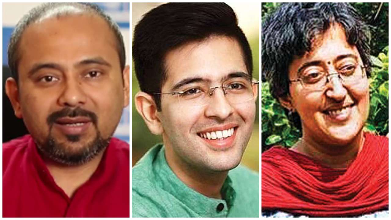 aapleadersraghavchadhaatishianddilippandeyleadingindelhiassemblyelections