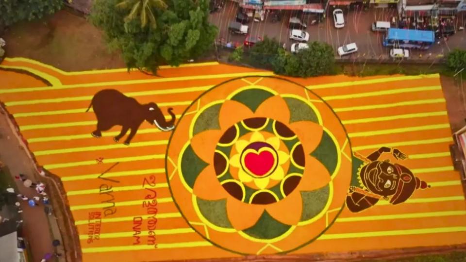 Keralam Village Creates Gigantic Pookkalam in Memory of Jumbo