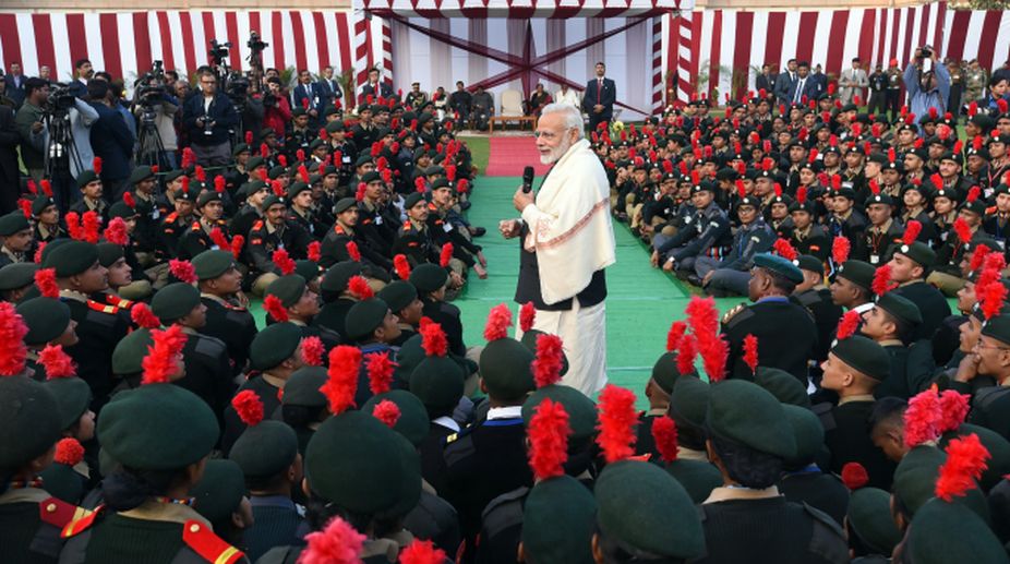 primeministernarendramodiinteractswithncccadetsandnssvolunteersinnewdelhi