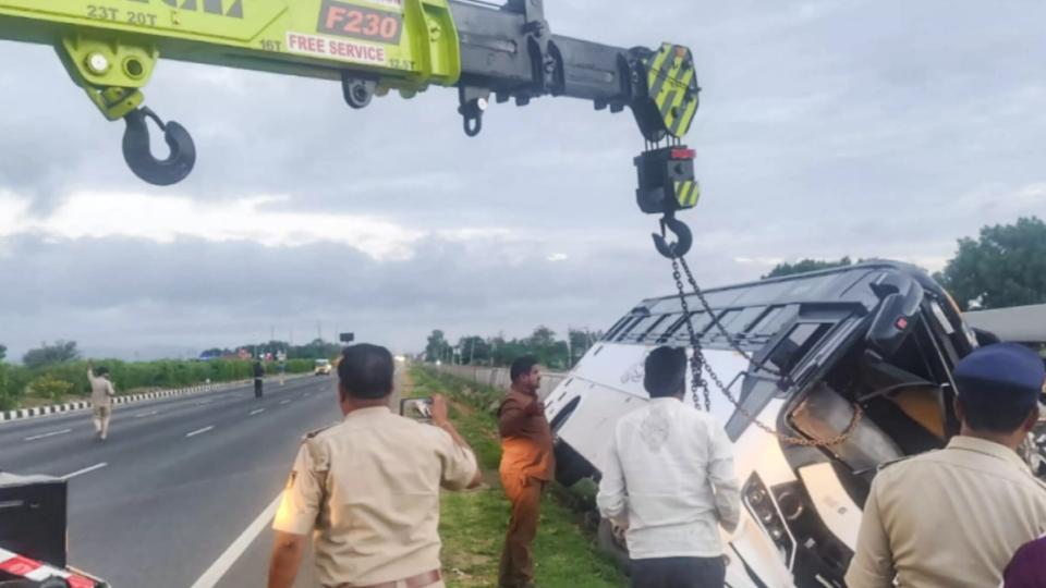 Tourist Bus Overturns in Chitradurga, 3 killed and 20 injured