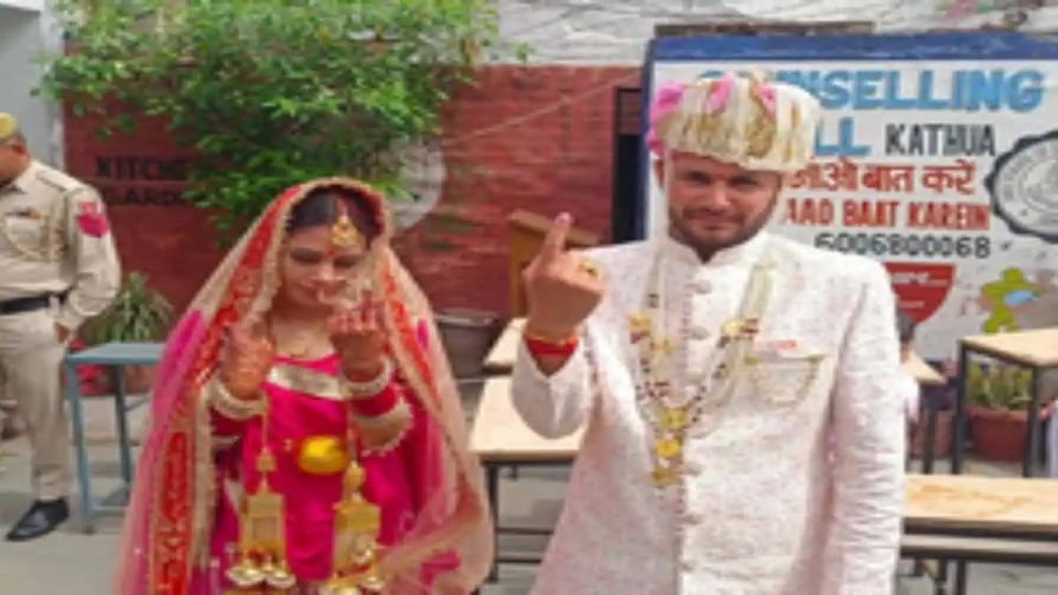 Couple cast vote on their marriage day in J&K