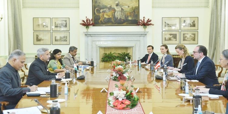 eamsjaishankarandaustrianforeignministeralexanderschallenbergholddelegationleveltalksindelhi