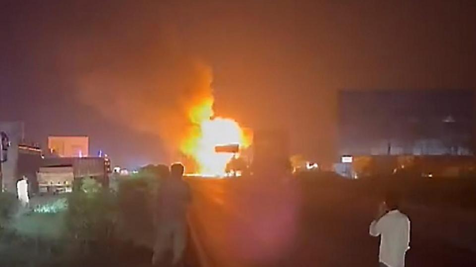 Massive blasts after tanker hits LPG truck on Jaipur-Ajmer highway, one dead