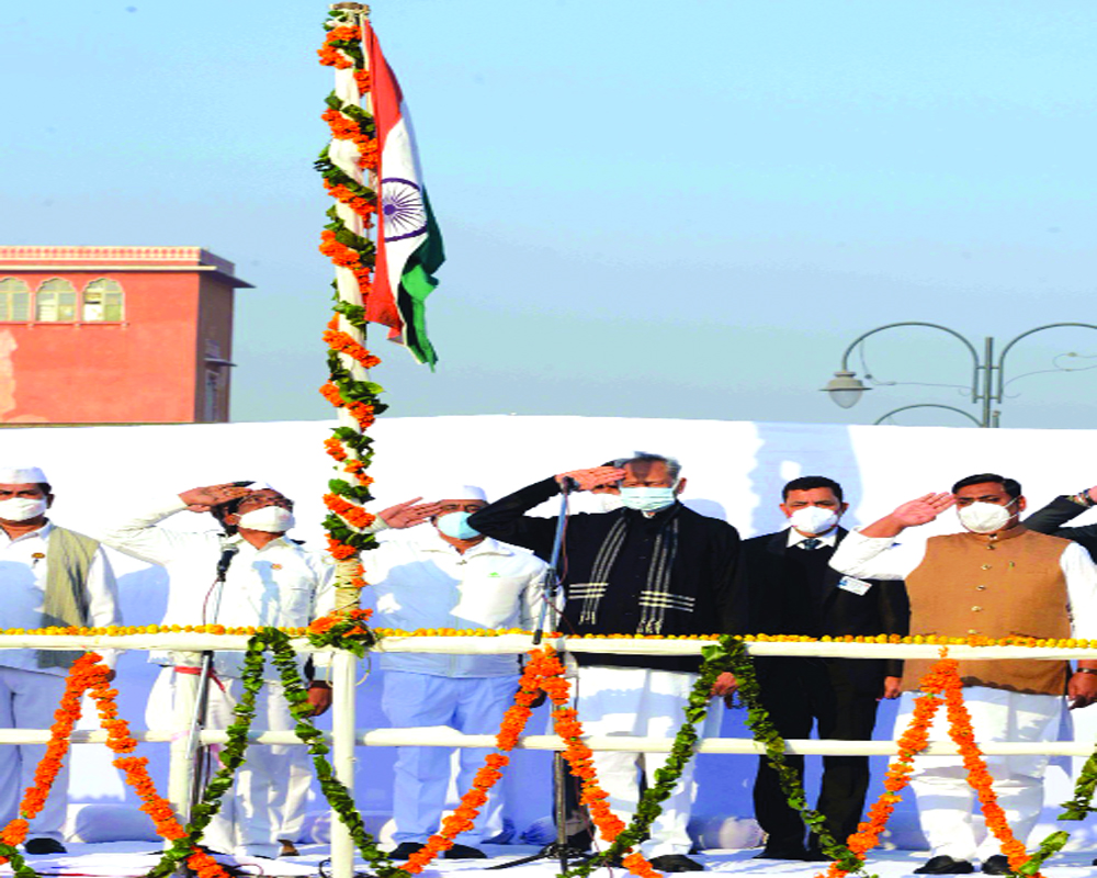 Rajasthan CM hoists national flag at his residence