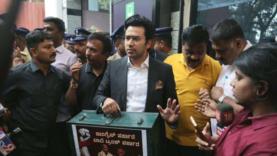 BJP MP Tejasvi Detained For Demonstration 