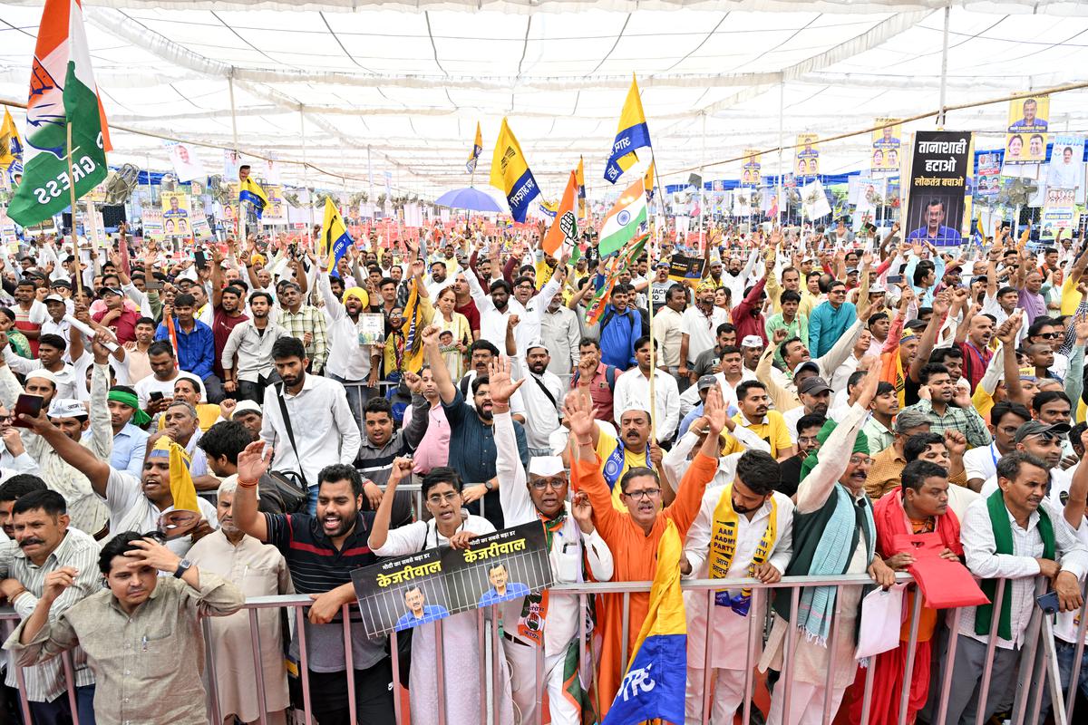 oppositionallianceholdsrallyatramlilamaidaninnewdelhi