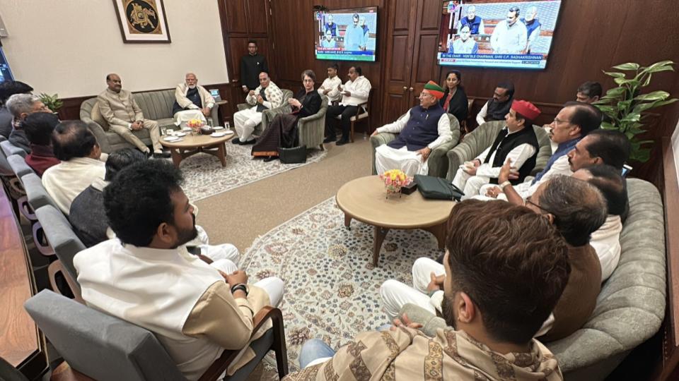 Lok Sabha Speaker Om Birla Meets MPs In Parliament House