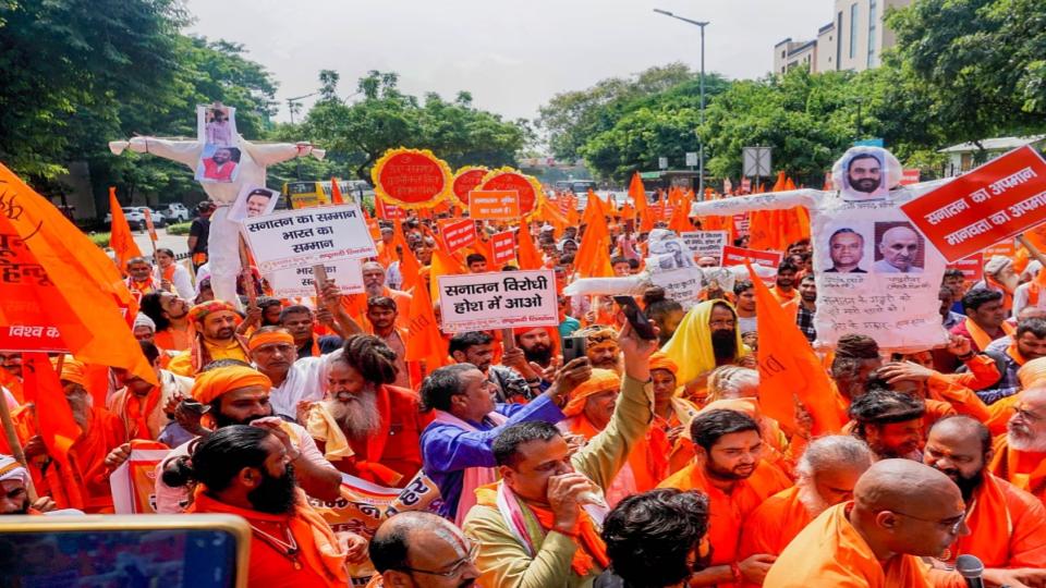 Sanatan Dharma row, Hindu saints stage protest in New Delhi